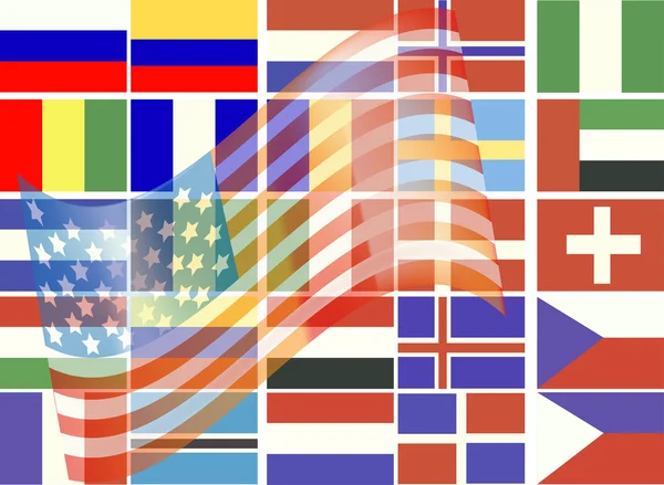 ΗΠΑ και άλλες εθνικές σημαίες — Διανυσματικό Αρχείο