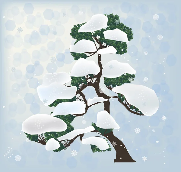 Pino nella neve illustrazione — Vettoriale Stock