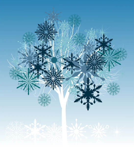 Árbol de copos de nieve — Vector de stock