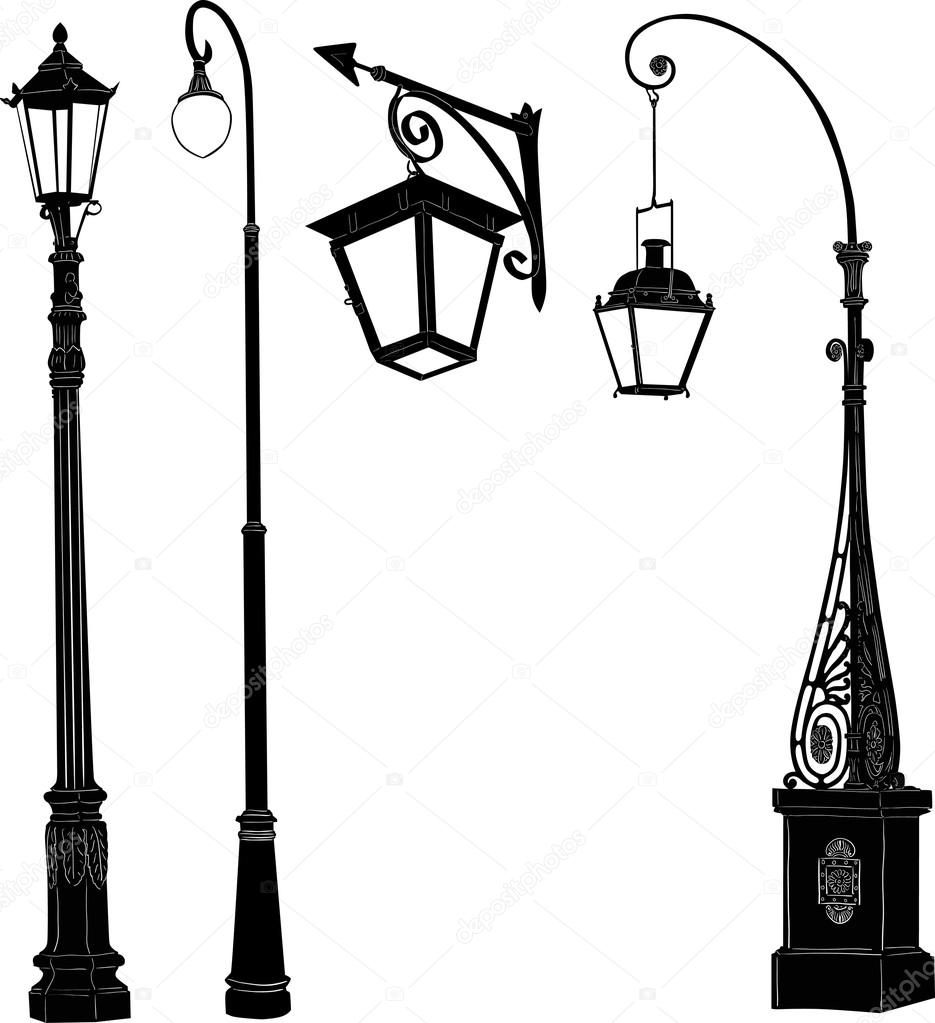decorated four street lamps collection