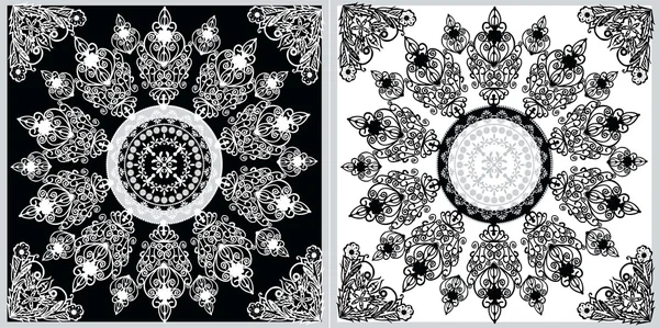 Dos diseños cuadrados blanco y negro — Vector de stock