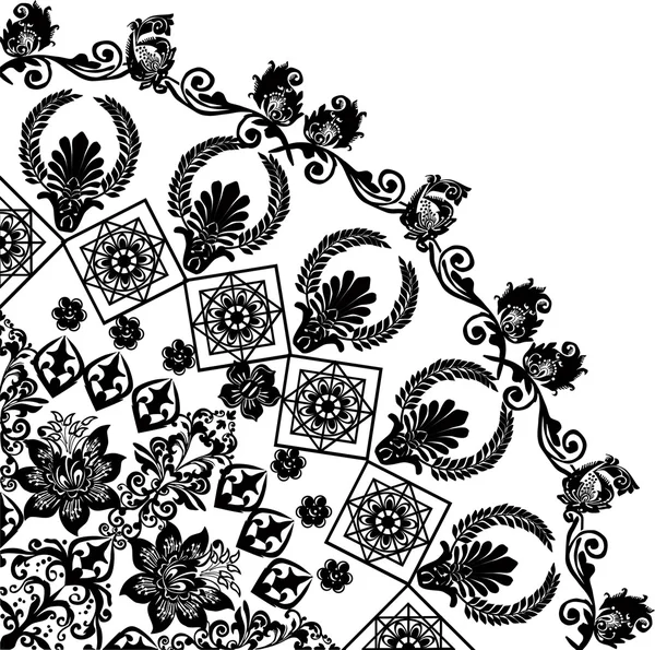 Ornamento quadrante con due fiori al centro — Vettoriale Stock