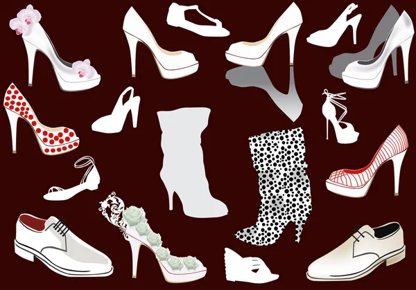 Zapatos blancos aislados sobre fondo oscuro — Vector de stock