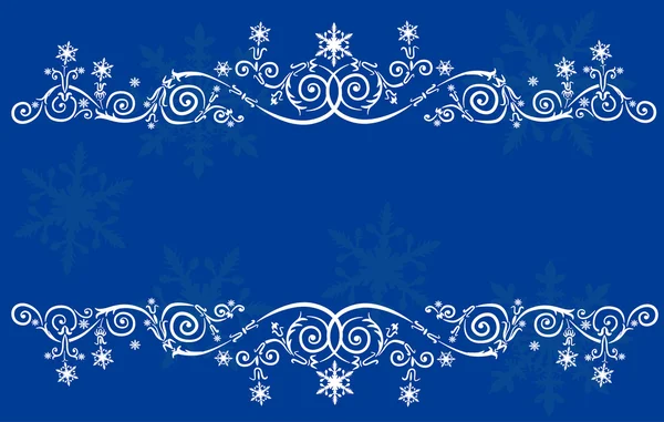Komposisi kepingan salju biru dan putih - Stok Vektor