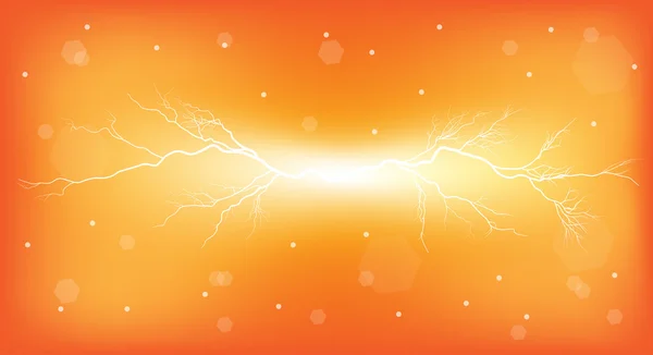 Electrical discharge on orange background — Stock Vector