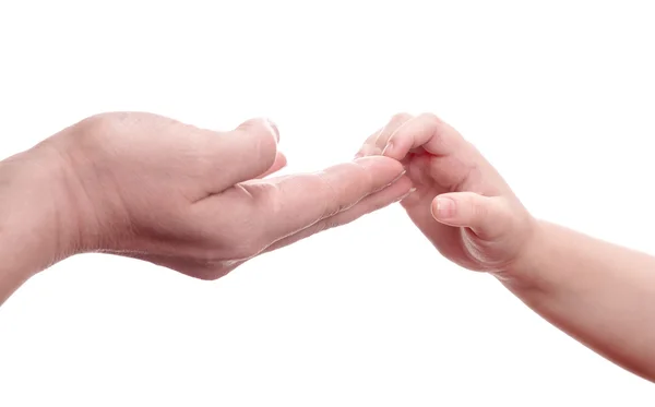 Dochter moeder hand aanraken — Stockfoto