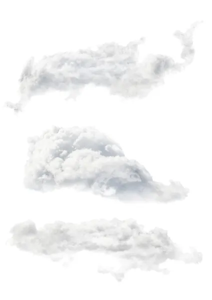 白で隔離される 3 つの雲のセット — ストック写真