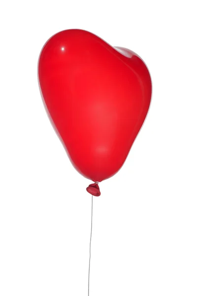 Pojedyncze czerwone serce kształt na białym tle balon — Zdjęcie stockowe