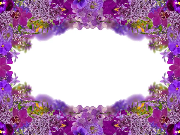 Lilac color frame from flowers — Stock Photo, Image