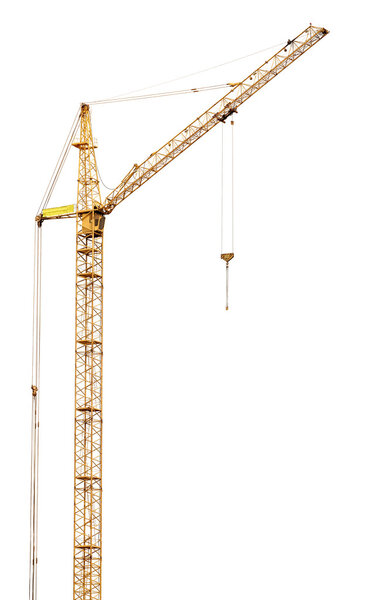single tall yellow isolated hoisting crane
