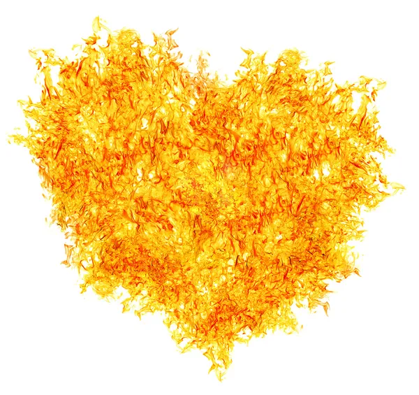 Corazón de fuego amarillo sobre blanco —  Fotos de Stock