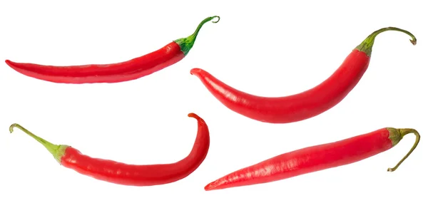 Jogo de papéis quentes vermelhos do chili isolados no branco — Fotografia de Stock