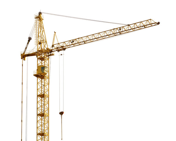 single isolated gold hoisting crane