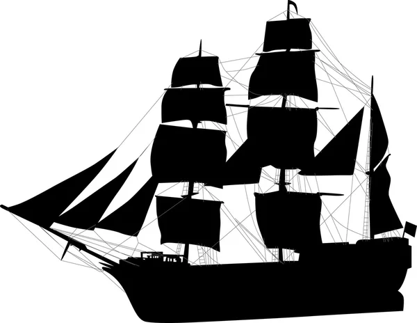 Big isolated black sailer — Stock Vector