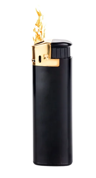 Briquet noir avec flamme — Photo