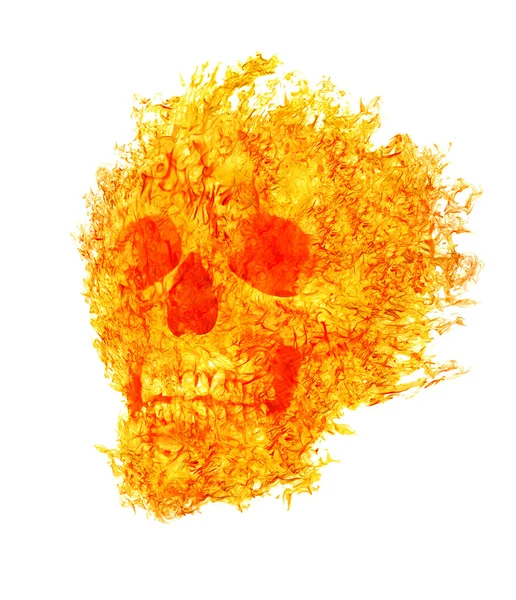 Crâne en flamme sur isolé sur blanc — Photo