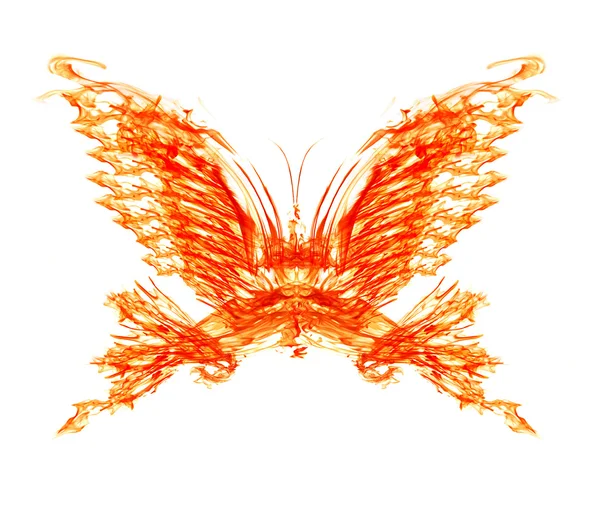Пламя в форме бабочки, изолированное на белом — стоковое фото