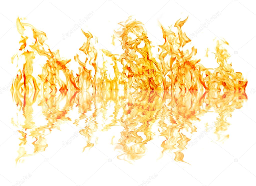 isolated on white fire stripe with reflection
