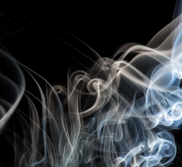Grey and blue smoke curls — Stock Photo, Image