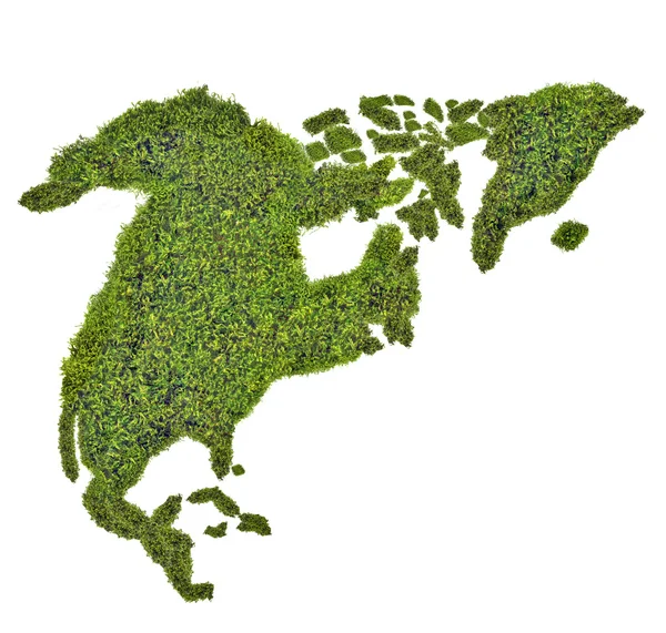 Zielona Mapa Ameryki Północnej — Zdjęcie stockowe