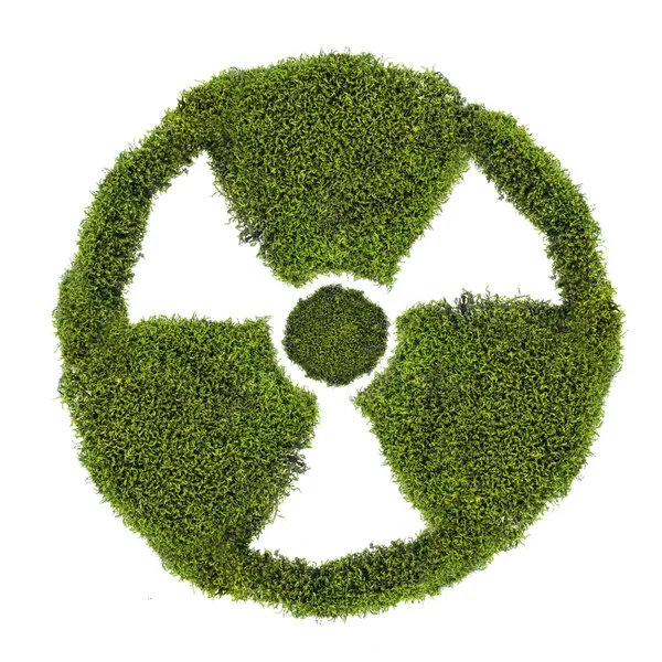 Nuclear symbol from green moss on white — Stock Photo, Image