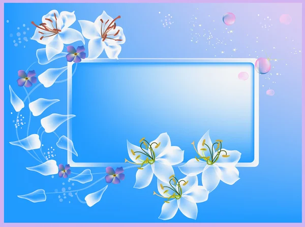 Composição azul com flores de lírio — Vetor de Stock