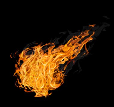 large fireball with smoke on black clipart