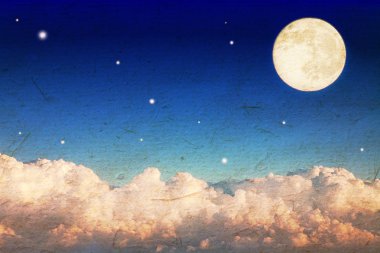 karanlık gece gökyüzüne moon ile fotoğrafını Grunge