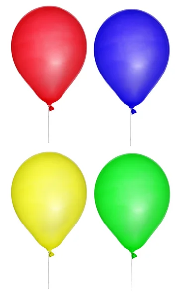 Set van vier kleur ballonnen op wit — Stockfoto
