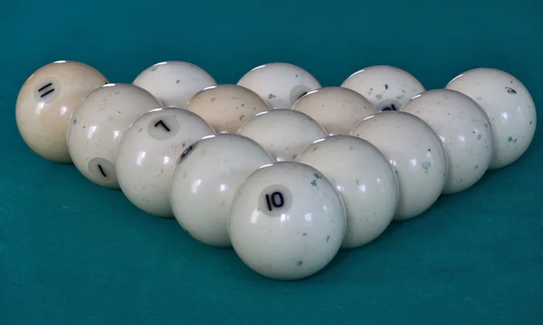 White balls forf Russian billiards on green — Stock Photo, Image