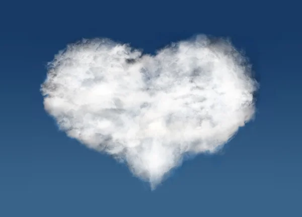 Serce kształt chmury ciemny niebieski niebo — Zdjęcie stockowe