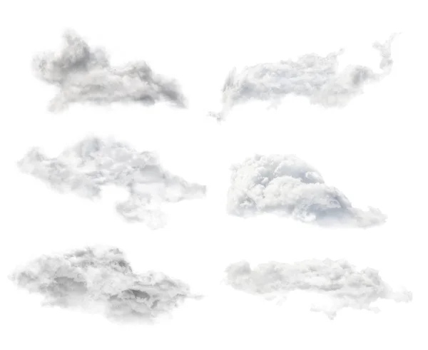 Conjunto de seis nubes aisladas —  Fotos de Stock