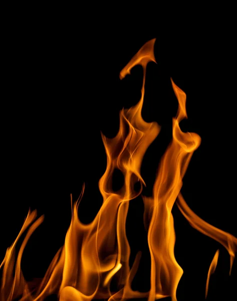 Faíscas de chama brilhantes isoladas em preto — Fotografia de Stock