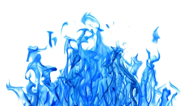 Modrý velký oheň izolovaných na bílém — Stock fotografie
