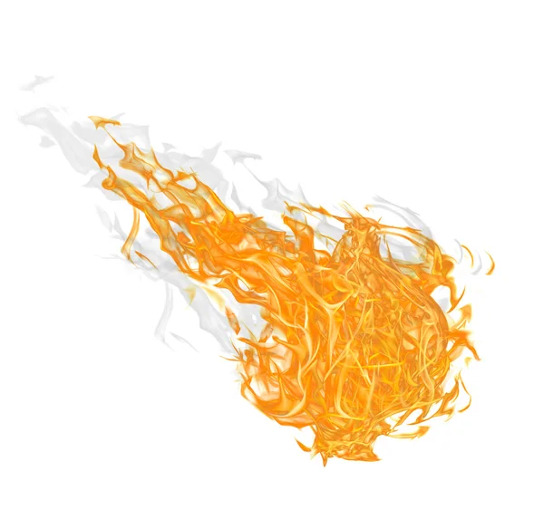 Large fireball with smoke on white — Stock Photo, Image