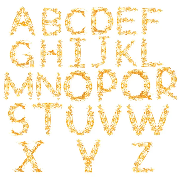 Beyaz izole portakal alev alfabesi — Stok fotoğraf