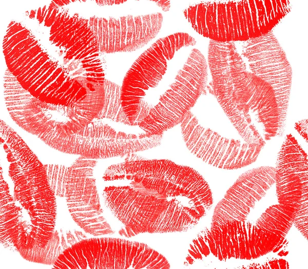 Labios rojos imprime fondo sin costura —  Fotos de Stock