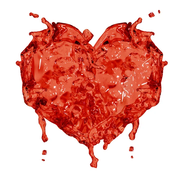 Kalp şekli sembolünden kırmızı sıvı — Stok fotoğraf
