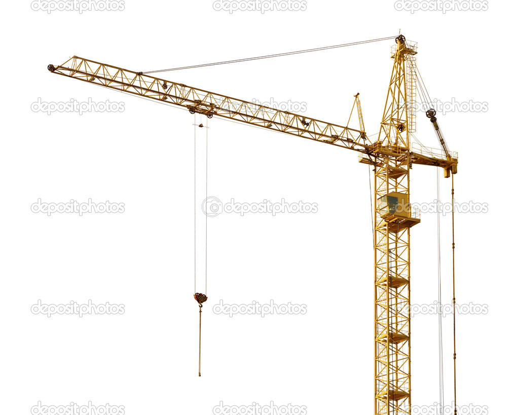 single isolated dark gold hoisting crane
