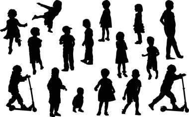 on altı yalıtılmış çocuk silhouettes
