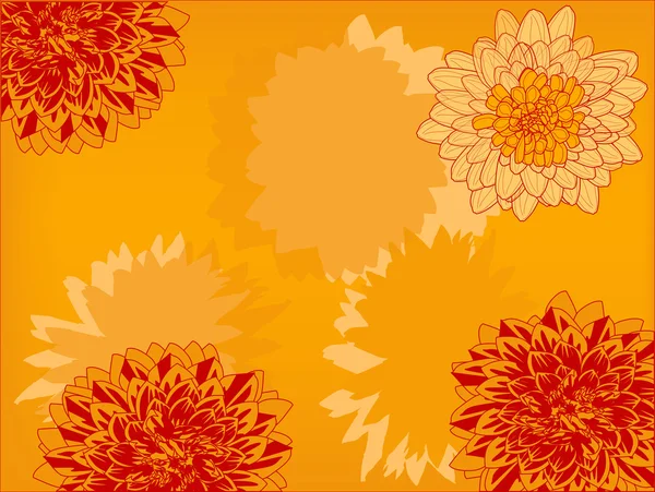 Fondo floral abstracto rojo y naranja — Vector de stock