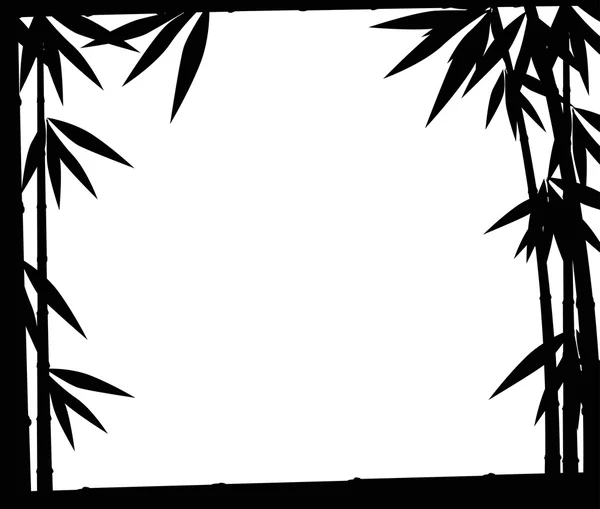 Branches de bambou cadre noir isolé sur blanc — Image vectorielle