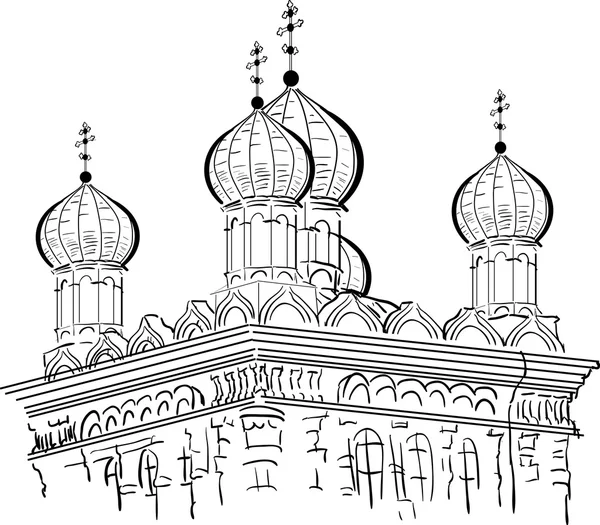 Isolated on white orthodox cathedral sketch — Stock Vector