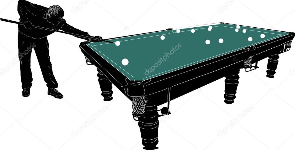 isolated man plaing billiards