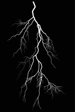 bright lightning isolated on black illustration clipart