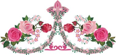 pembe Gül süslü süsleme bant