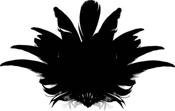 Uccello piuma fan silhouette su bianco — Vettoriale Stock
