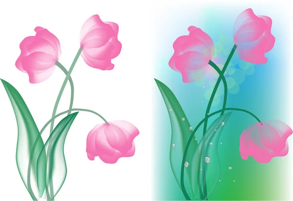 Kompozycja z kwiatów tulipanów jasny różowy — Wektor stockowy