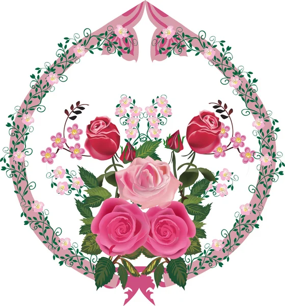 Rosa rosa decorado elemento ornamento — Vetor de Stock