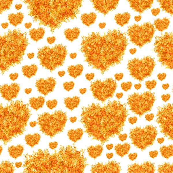 Orange Heart Flames Isolated Black Seamless Background — Stock Photo, Image